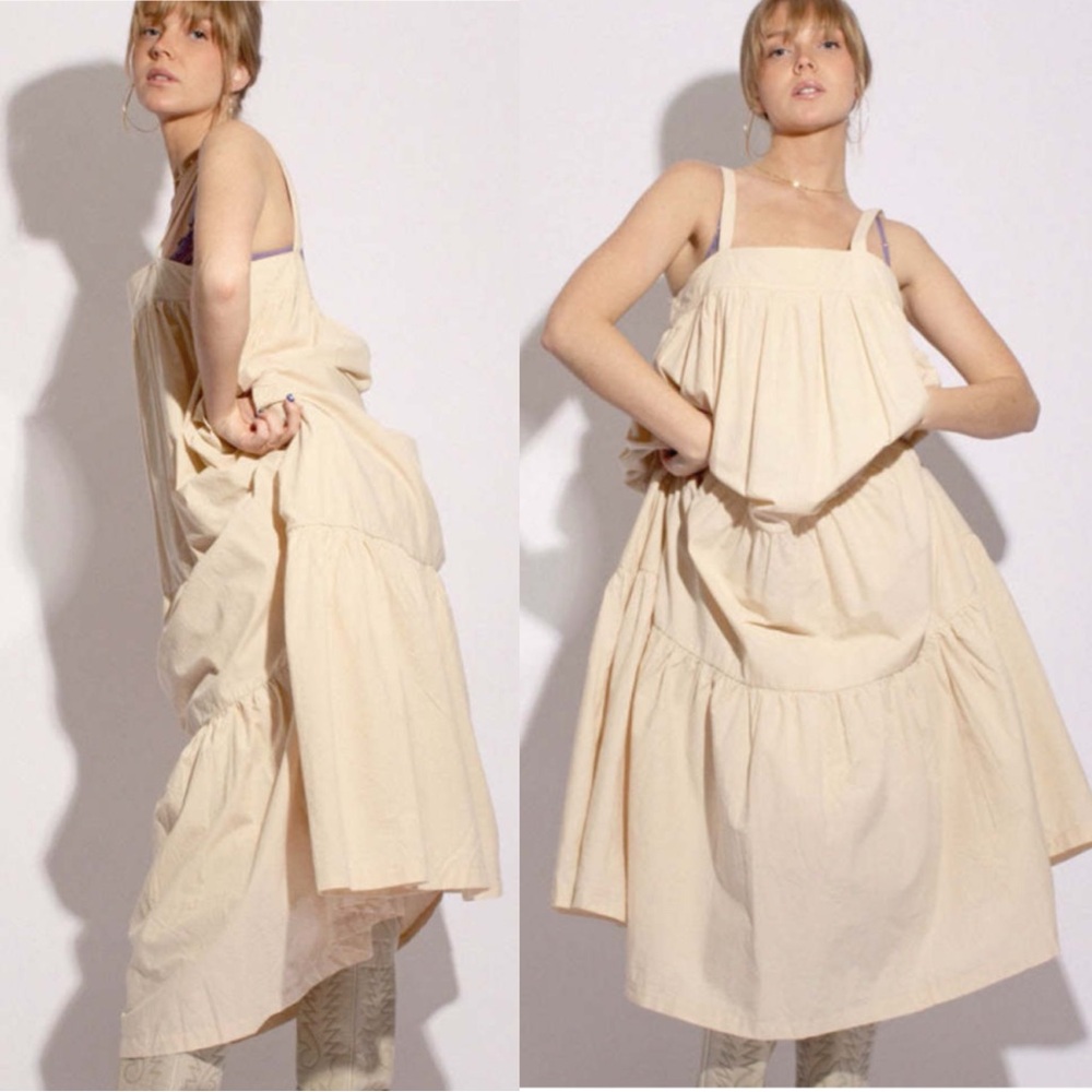 NWT ARAMINTA JAMES Sunset Tiered Dress Sand L
